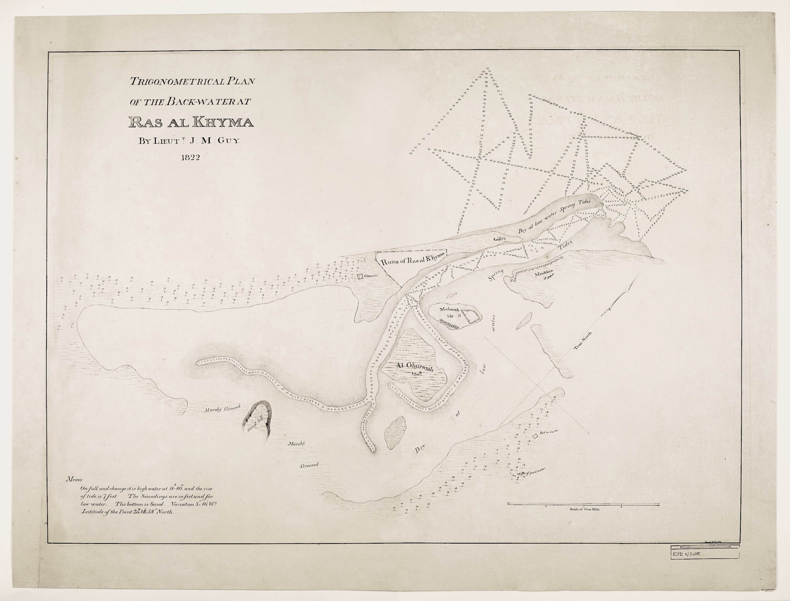 Restored 1822 Trigonometrical Plan of the Backwater at Ras Al Khaimah